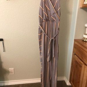 XHILARATION Gray Striped Jumpsuit Romper Size S